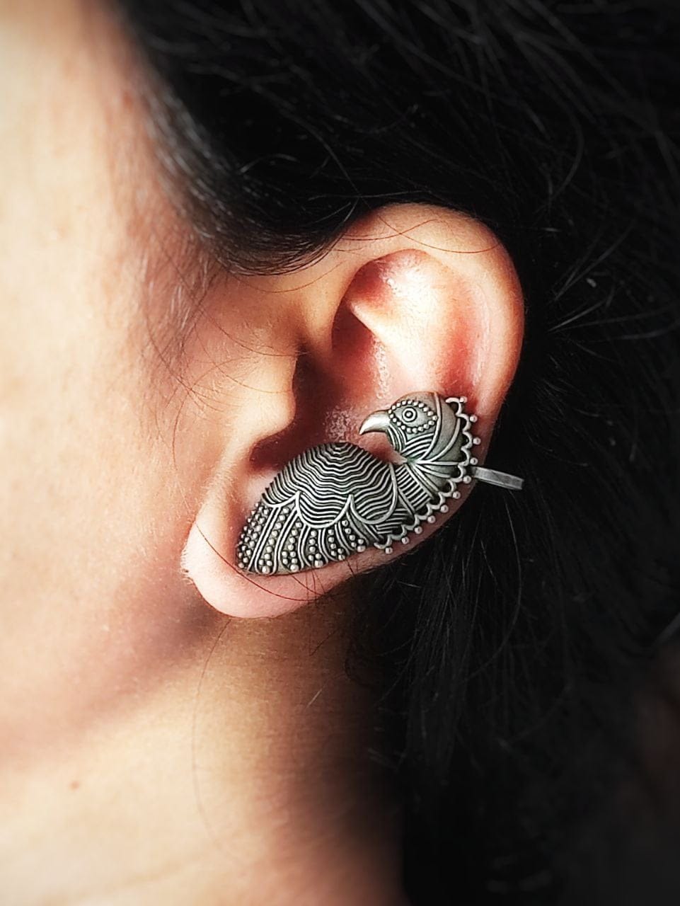 SILVER LOOK ALIKE EARRINGS WITH COLOURED STONES -DEVIKA