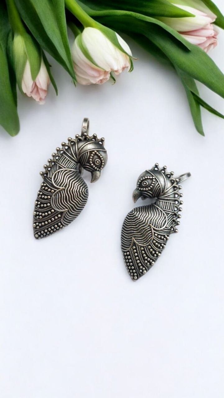 SILVER LOOK ALIKE EARRINGS WITH COLOURED STONES -DEVIKA