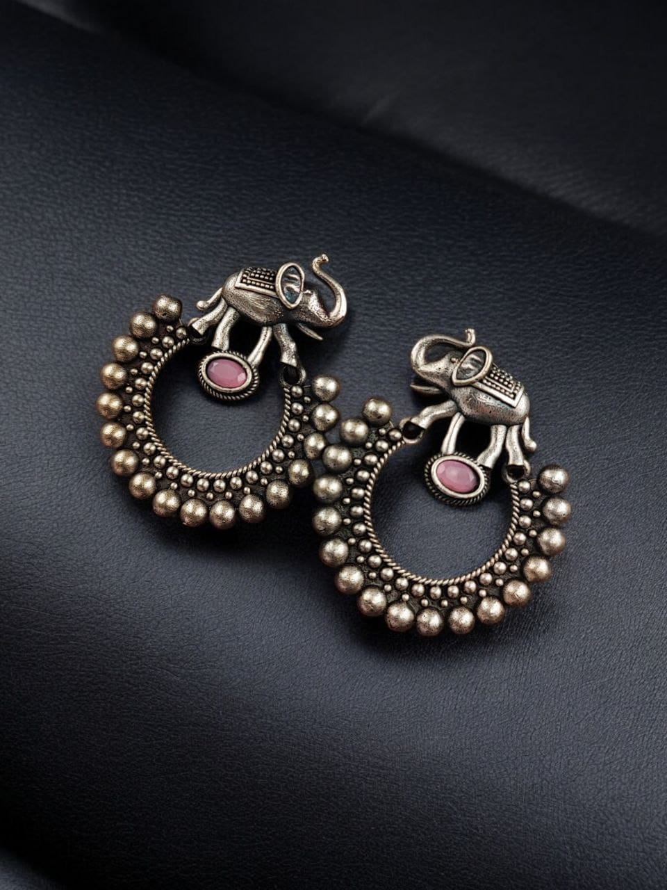 SILVER LOOK ALIKE EARRINGS WITH COLOURED STONES -OJASVI