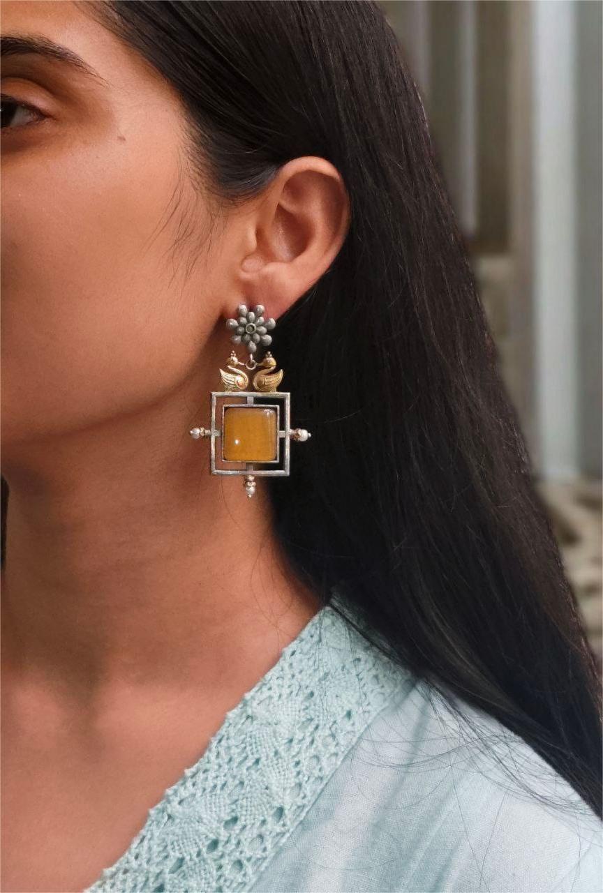 DHOOP CHAON SILVER LOOK ALIKE  EARRINGS - SARIKA