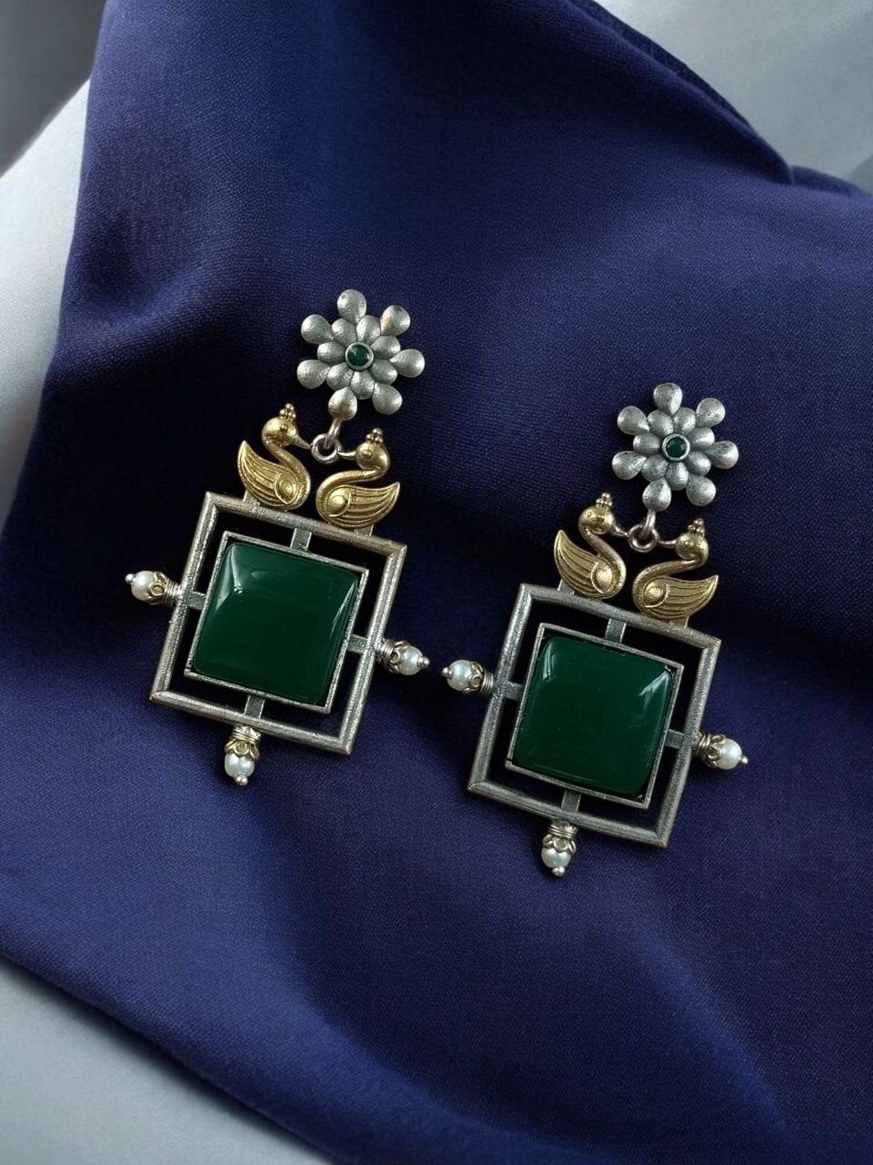 DHOOP CHAON SILVER LOOK ALIKE  EARRINGS - SARIKA