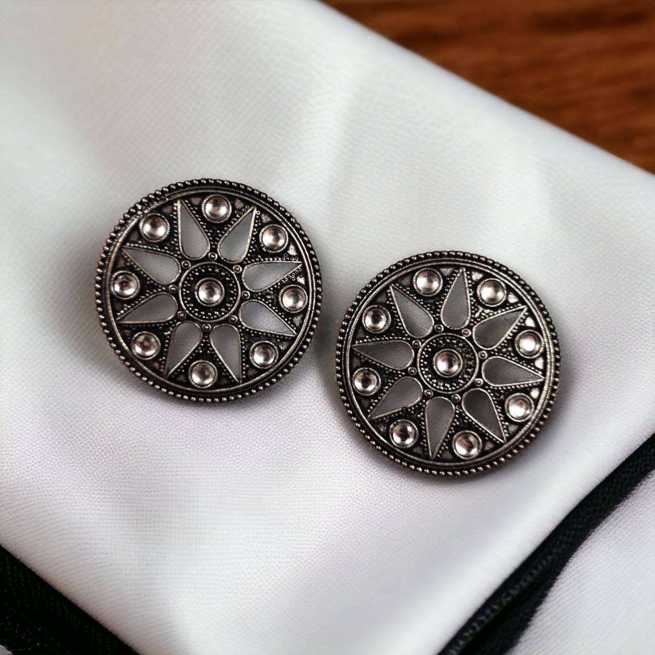 SILVER LOOK ALIKE EARRINGS WITH COLOURED STONES -SITARA